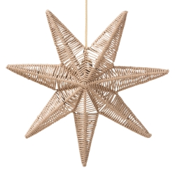 bali & pari Idriya Handwoven Jute Pendant Lampshade - Star-Shaped Natural Fiber Light Cover, Coastal Boho Lighting Decor